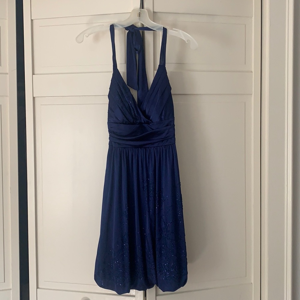 Navy blue halter top dress